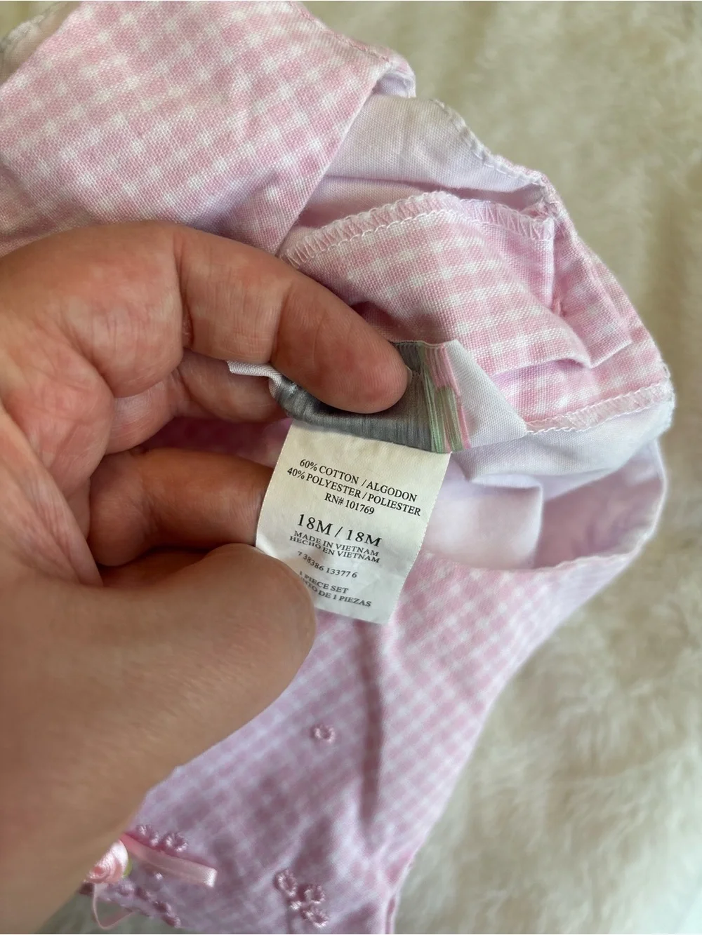 Sophie Rose Gingham pink dress vintage pink white flowers spring summer 18 month